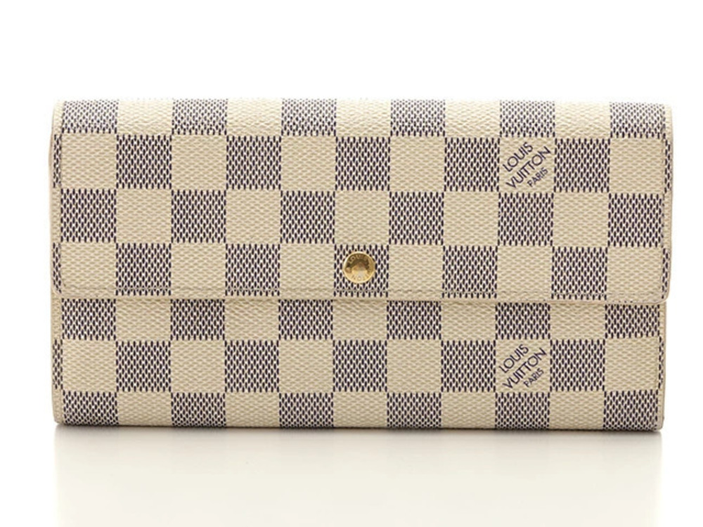 LOUIS VUITTON Wallet Portefeuille Sarah Long Damier Azur White